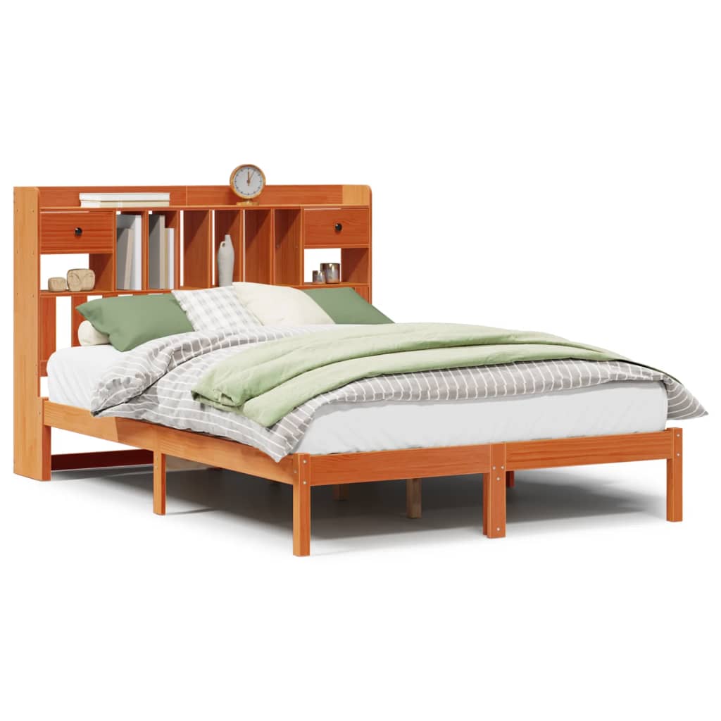 Bed met boekenkast zonder matras grenenhout wasbruin 140x190 cm Bedden & bedframes | Creëer jouw Trendy Thuis | Gratis bezorgd & Retour | Trendy.nl