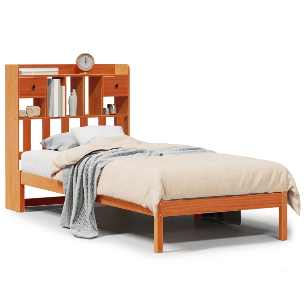 Bed met boekenkast zonder matras grenenhout wasbruin 100x200 cm Bedden & bedframes | Creëer jouw Trendy Thuis | Gratis bezorgd & Retour | Trendy.nl