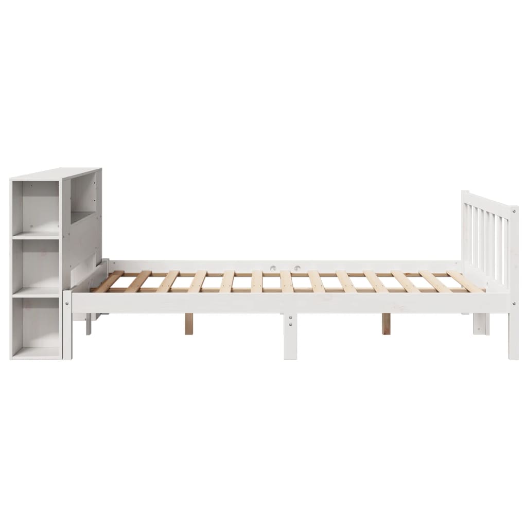 Bed met boekenkast zonder matras grenenhout wit 160x200 cm