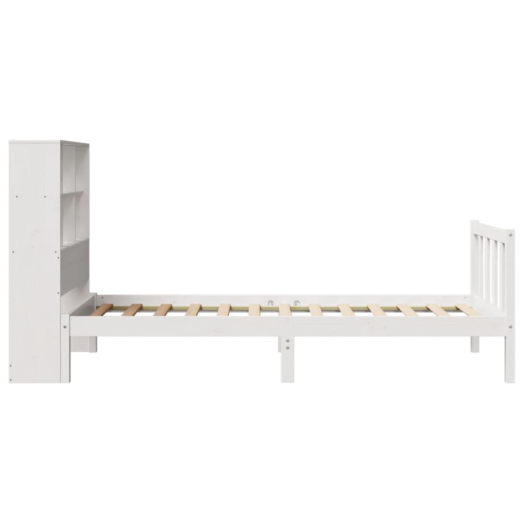 Bed met boekenkast zonder matras grenenhout wit 100x200 cm