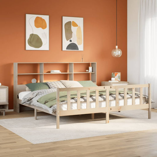 Bed met boekenkast zonder matras massief grenenhout 180x200 cm