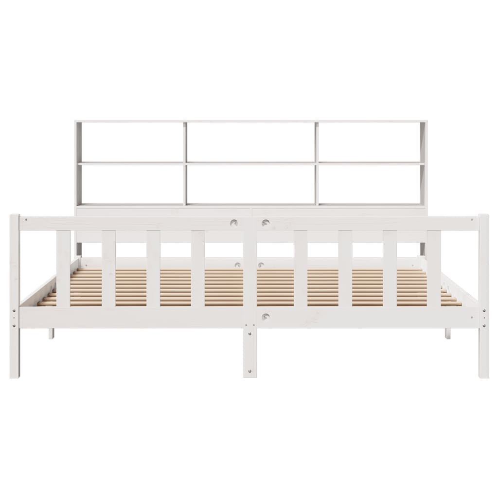 Bed met boekenkast zonder matras grenenhout wit 180x200 cm