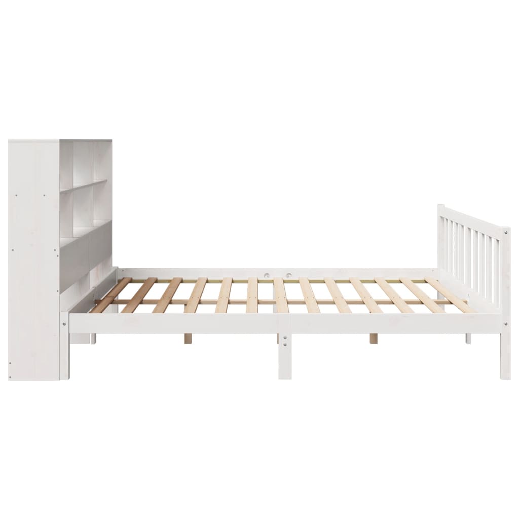 Bed met boekenkast zonder matras grenenhout wit 180x200 cm