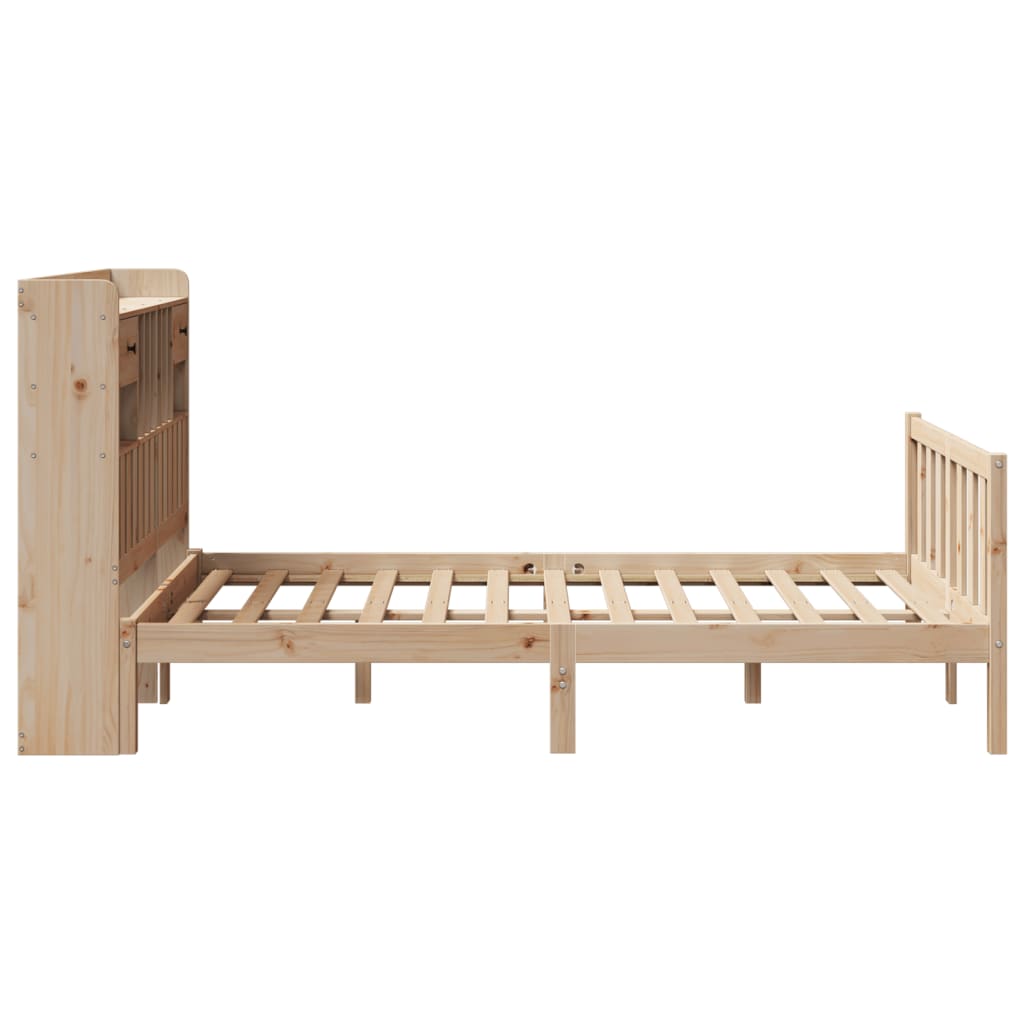 Bed met boekenkast zonder matras massief grenenhout 135x190 cm