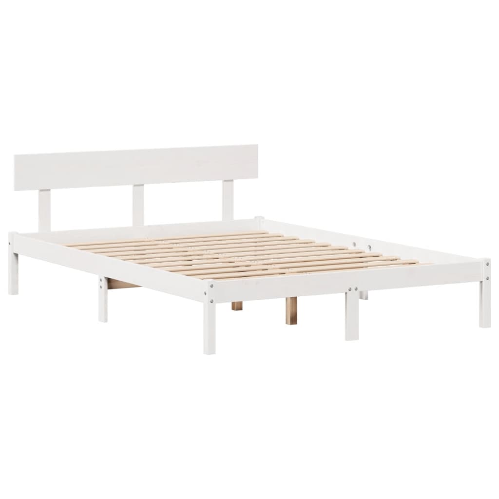 Bed met boekenkast zonder matras grenenhout wit 135x190 cm