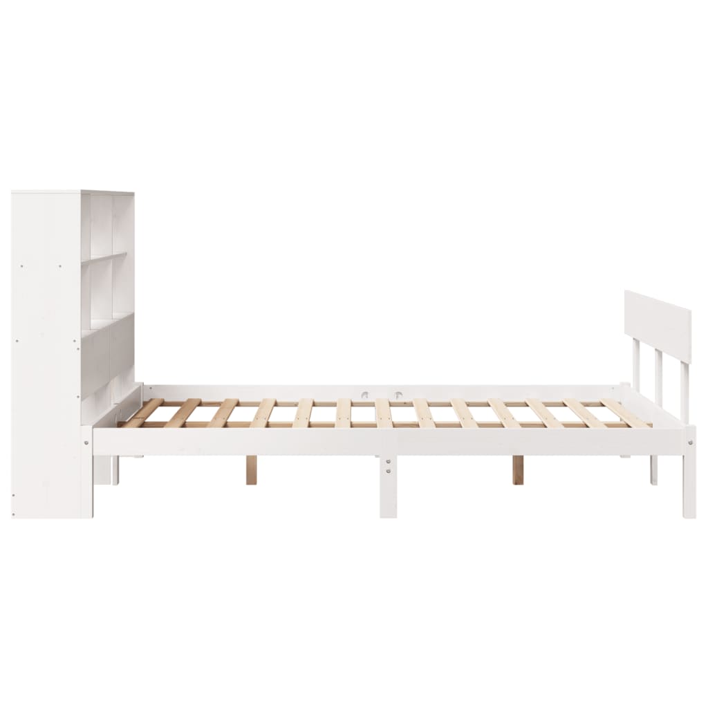 Bed met boekenkast zonder matras grenenhout wit 135x190 cm