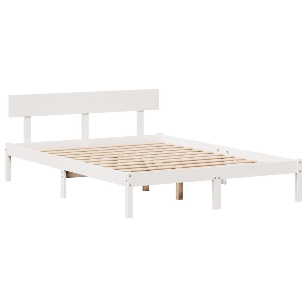 Bed met boekenkast zonder matras grenenhout wit 140x190 cm