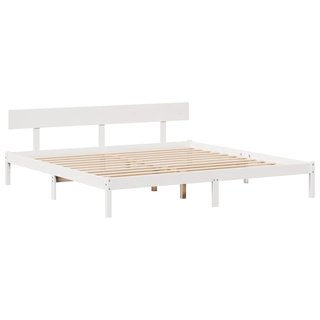 Bed met boekenkast zonder matras grenenhout wit 180x200 cm