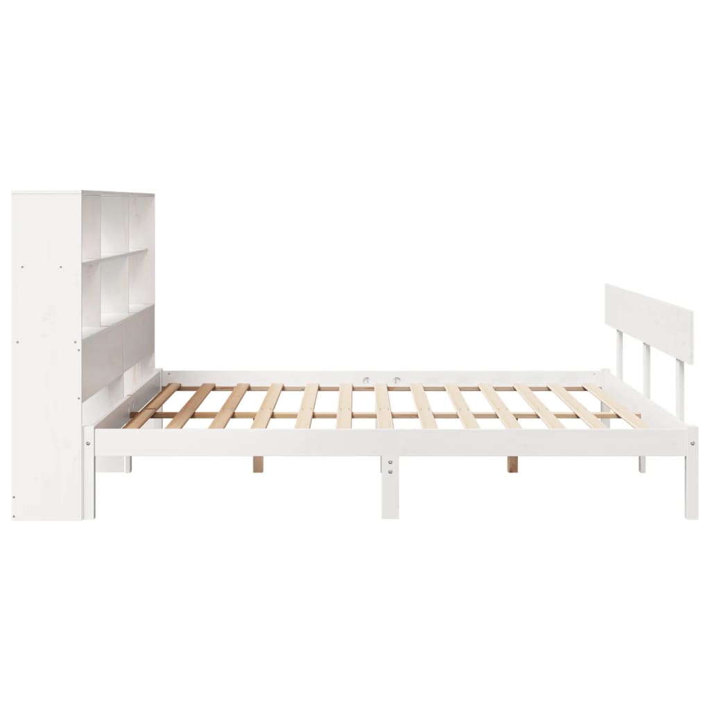 Bed met boekenkast zonder matras grenenhout wit 180x200 cm