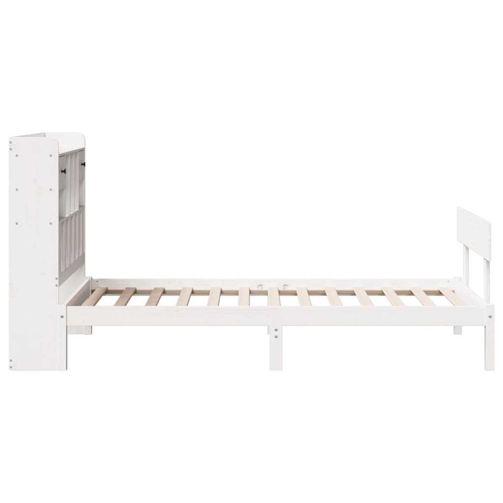 Bed met boekenkast zonder matras grenenhout wit 75x190 cm