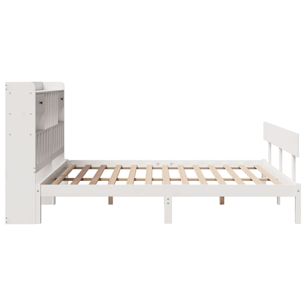 Bed met boekenkast zonder matras grenenhout wit 180x200 cm