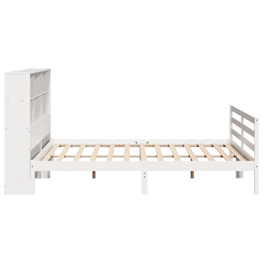 Bed met boekenkast zonder matras grenenhout wit 180x200 cm