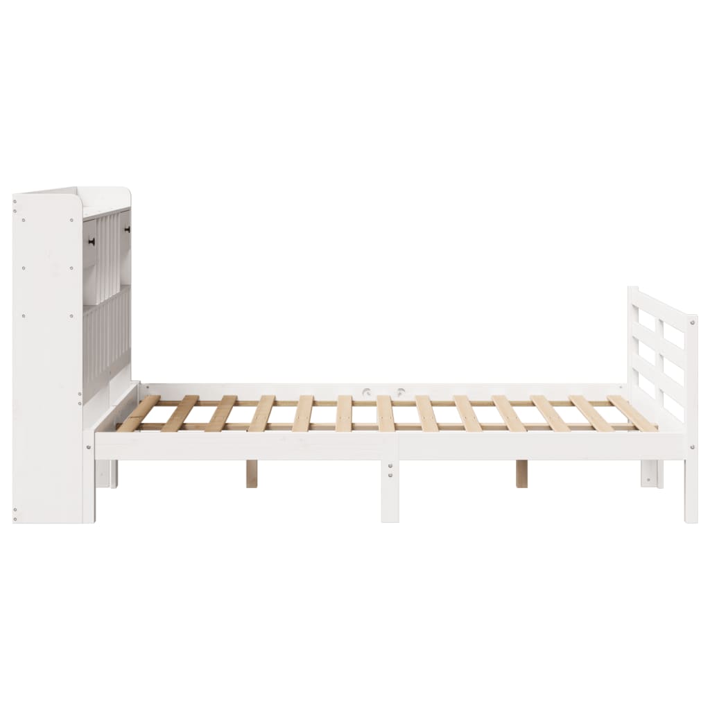 Bed met boekenkast zonder matras grenenhout wit 135x190 cm