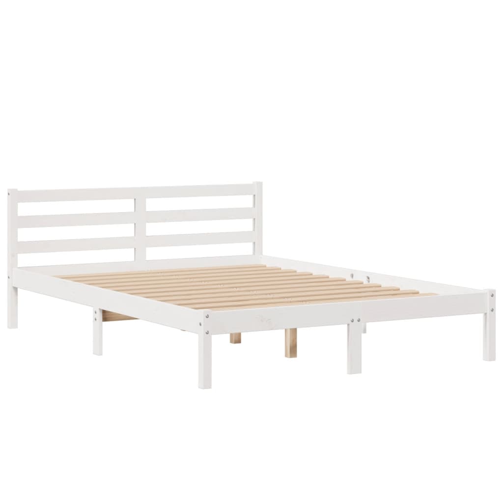 Bed met boekenkast zonder matras grenenhout wit 140x190 cm