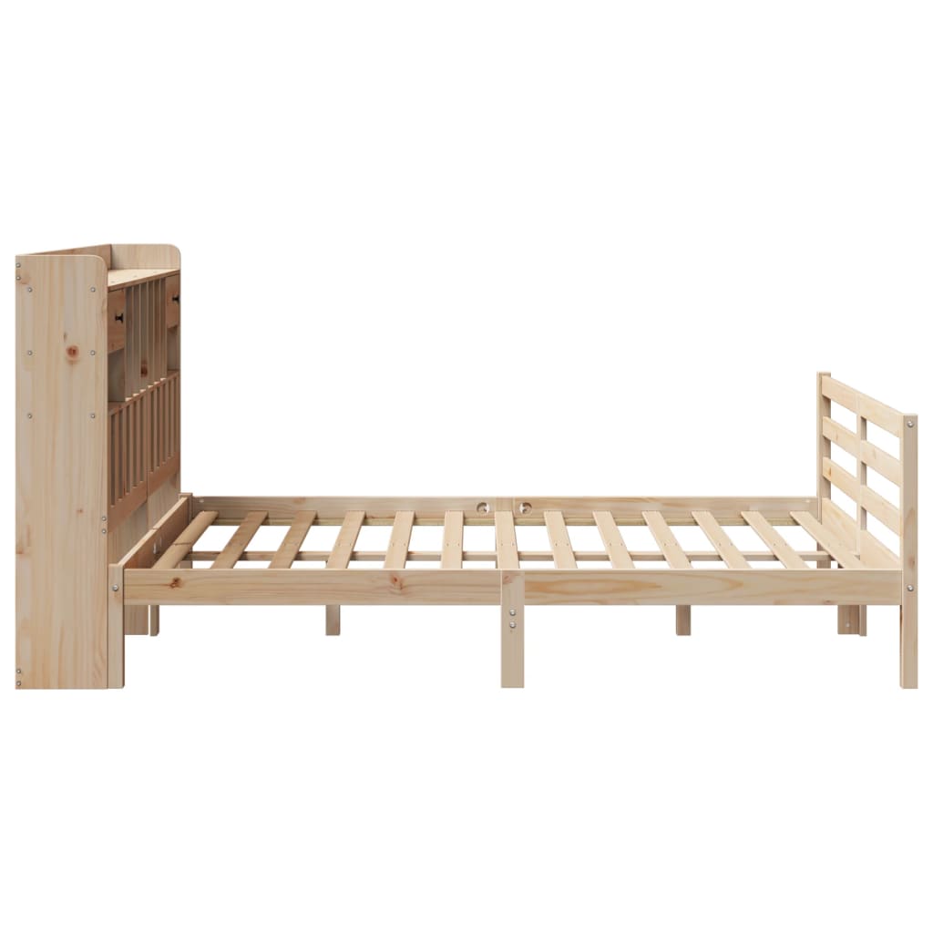 Bed met boekenkast zonder matras massief grenenhout 150x200 cm