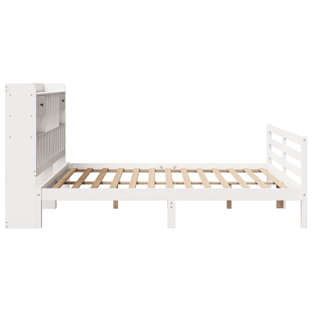 Bed met boekenkast zonder matras grenenhout wit 180x200 cm