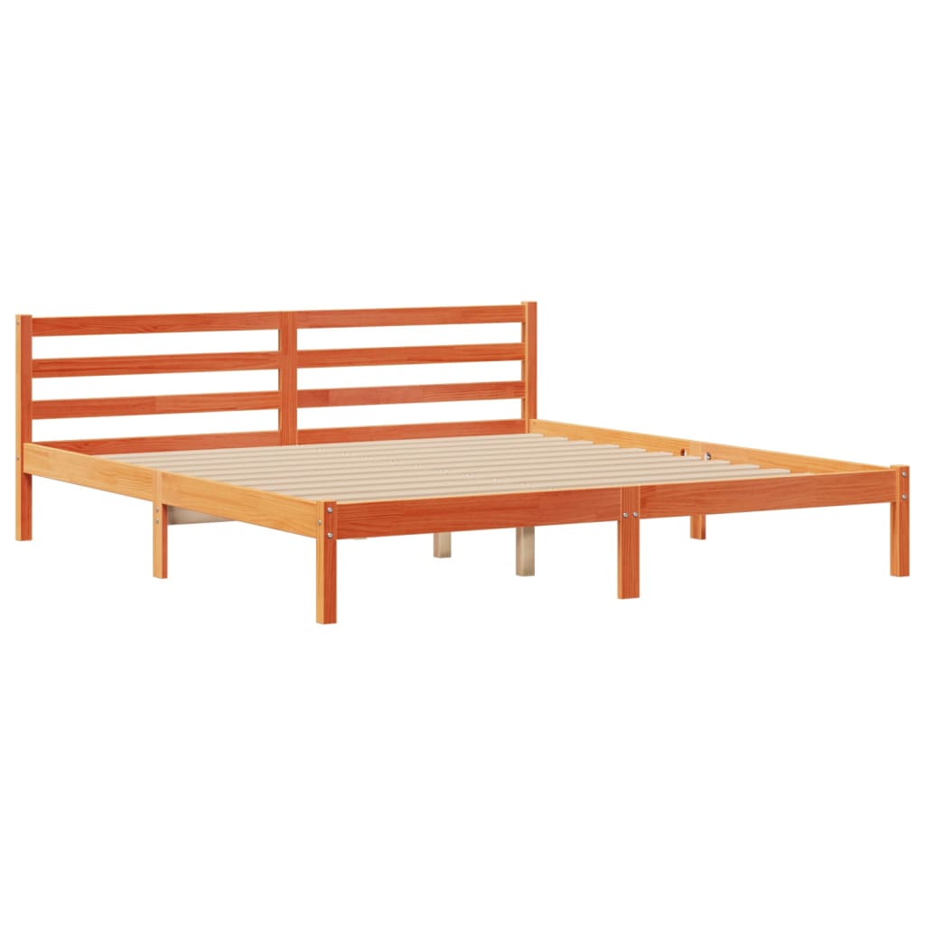 Bed met boekenkast zonder matras grenenhout wasbruin 180x200 cm