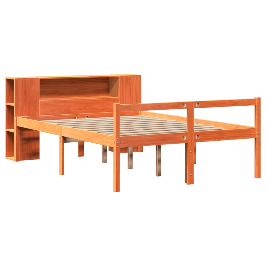 Bed met boekenkast zonder matras hout wasbruin 150x200 cm