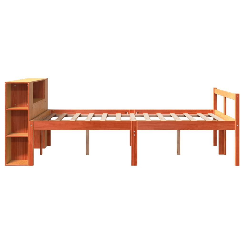 Bed met boekenkast zonder matras hout wasbruin 150x200 cm