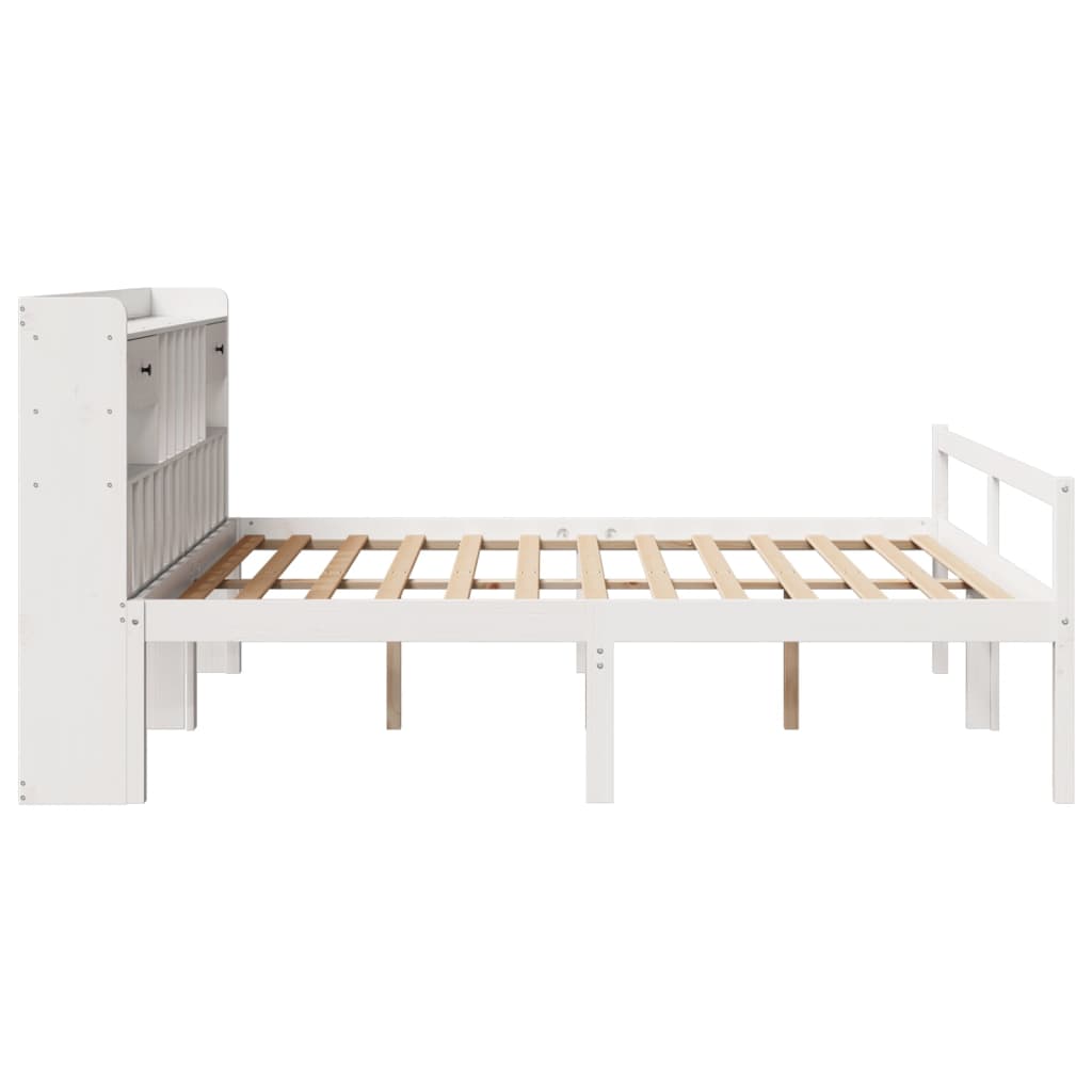 Bed met boekenkast zonder matras grenenhout wit 180x200 cm