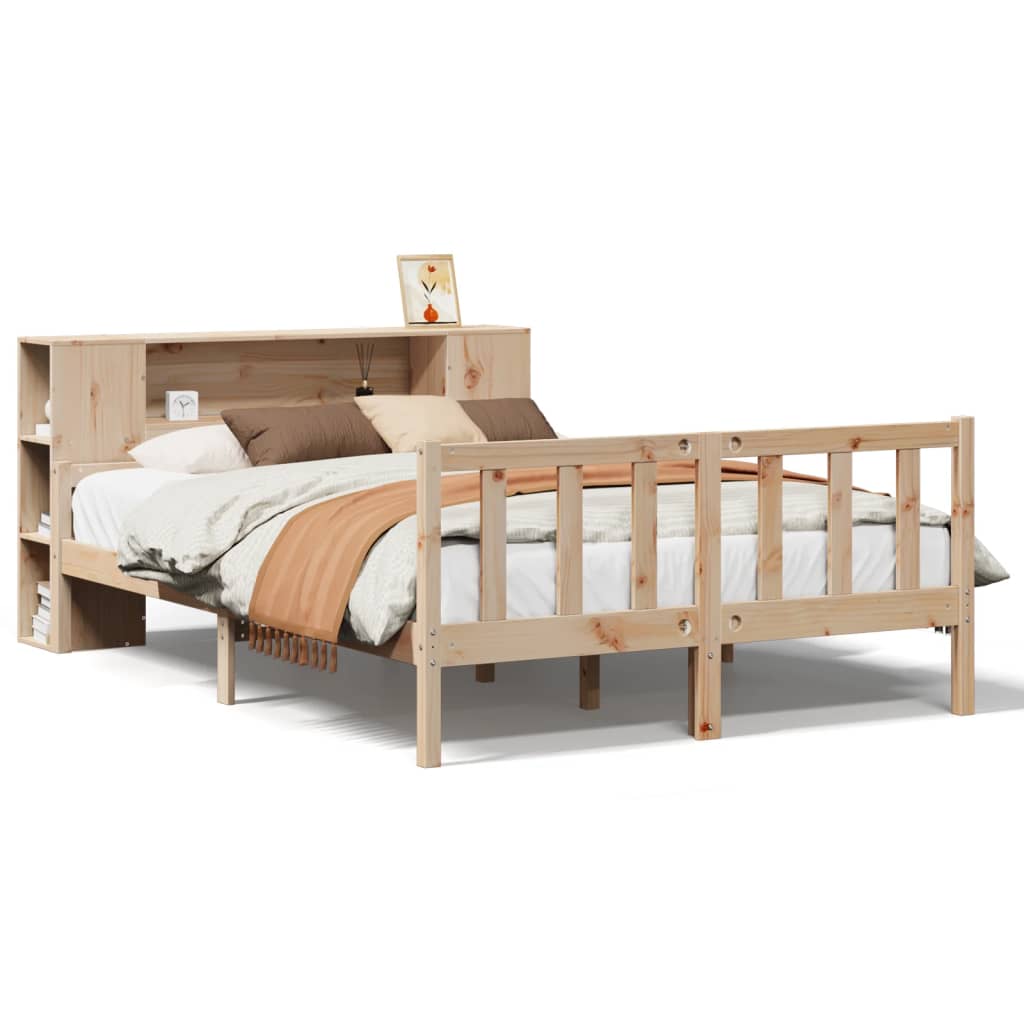 Bed met boekenkast zonder matras massief grenenhout 160x200 cm