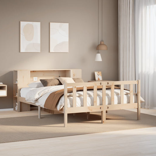 Bed met boekenkast zonder matras massief grenenhout 160x200 cm