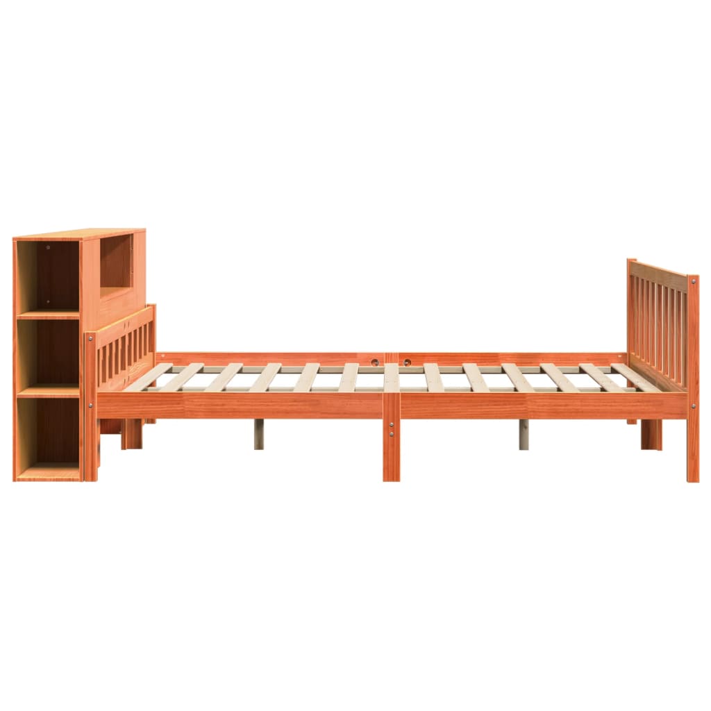 Bed met boekenkast zonder matras hout wasbruin 180x200 cm