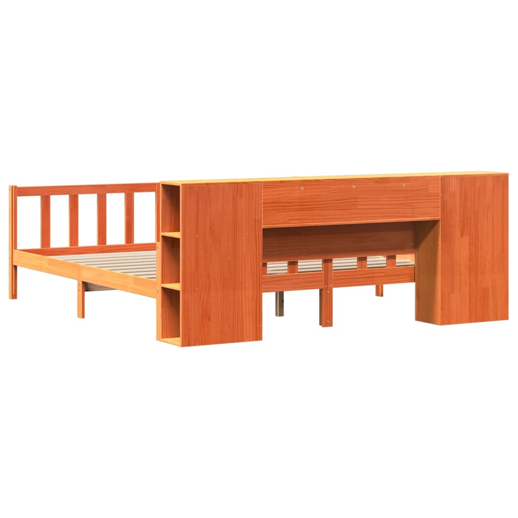 Bed met boekenkast zonder matras hout wasbruin 180x200 cm