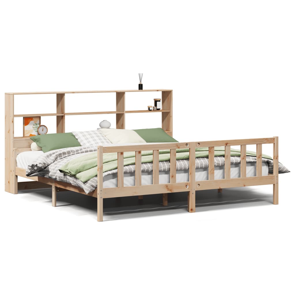 Bed met boekenkast zonder matras massief grenenhout 180x200 cm