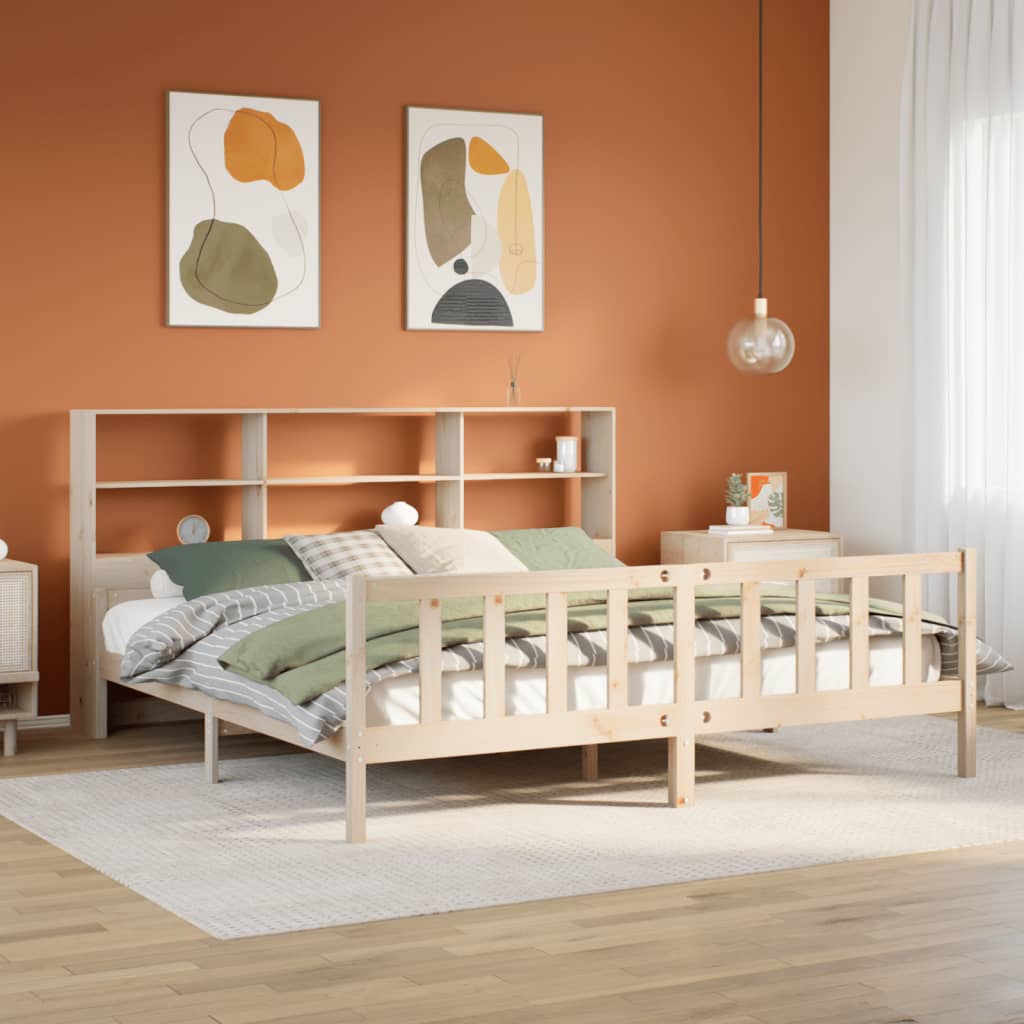 Bed met boekenkast zonder matras massief grenenhout 180x200 cm