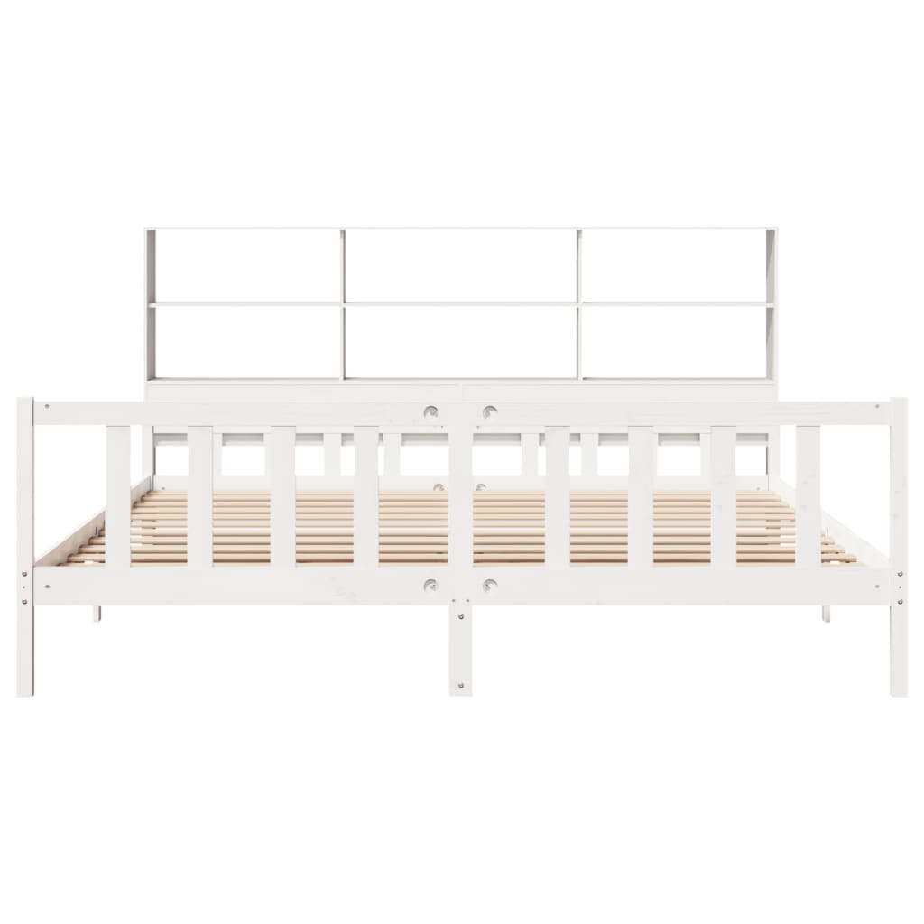 Bed met boekenkast zonder matras grenenhout wit 180x200 cm