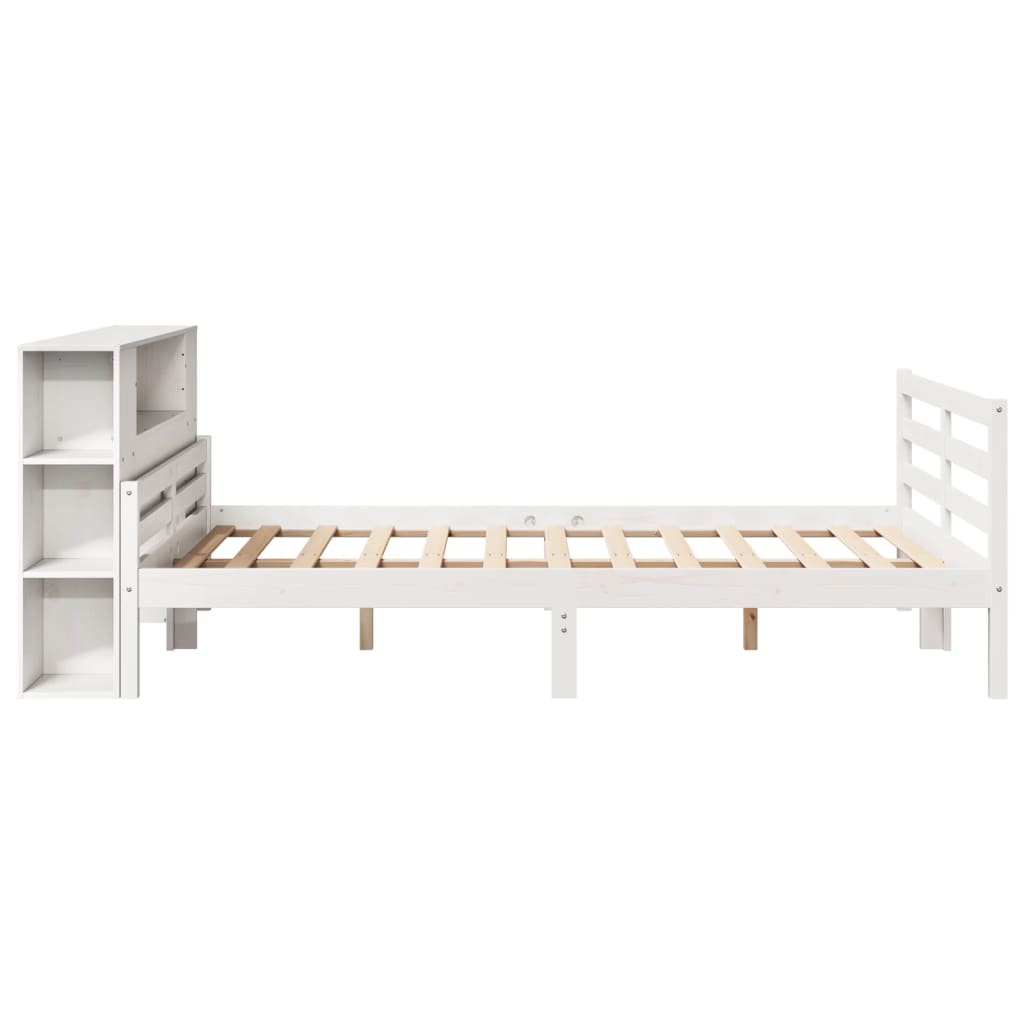 Bed met boekenkast zonder matras grenenhout wit 160x200 cm