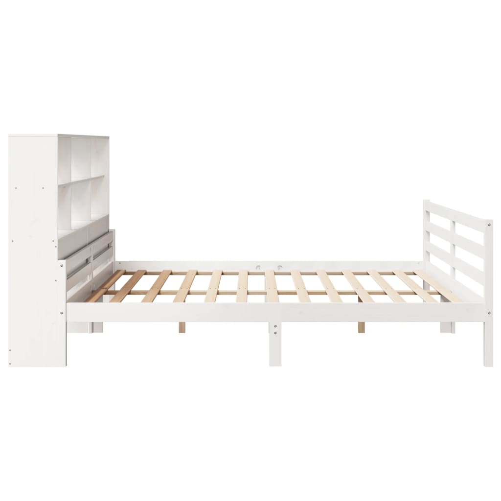 Bed met boekenkast zonder matras grenenhout wit 180x200 cm