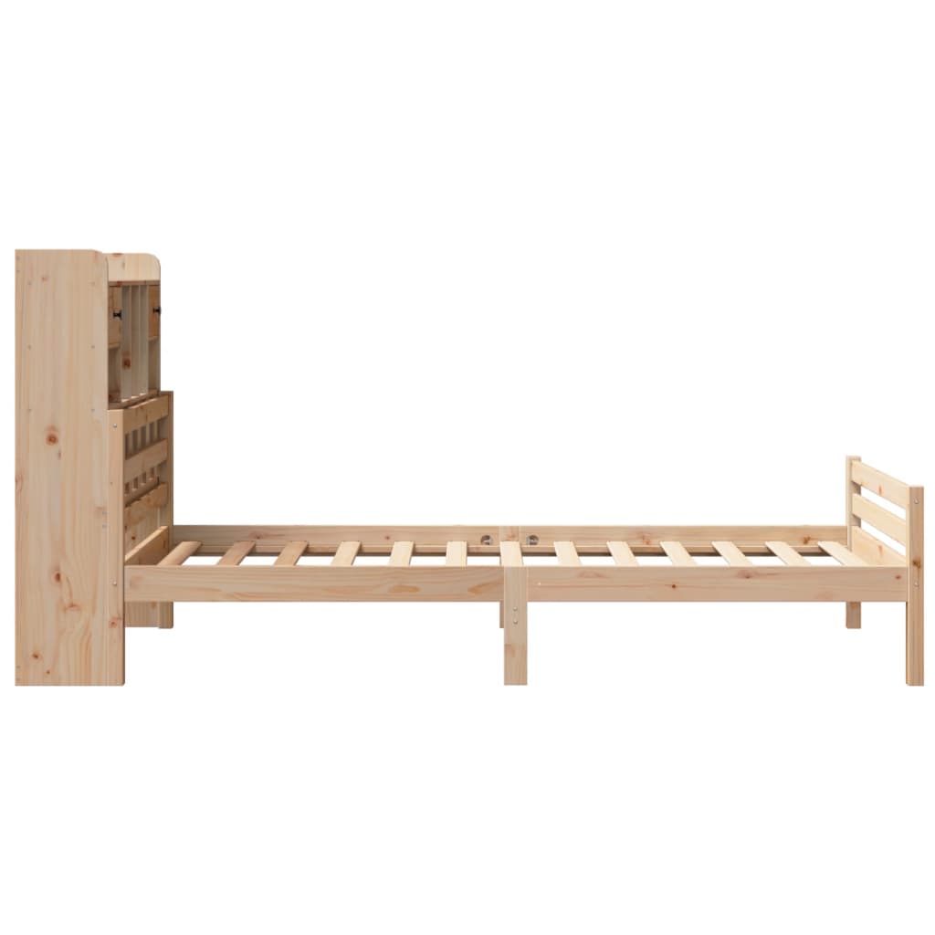 Bed met boekenkast zonder matras massief grenenhout 75x190 cm