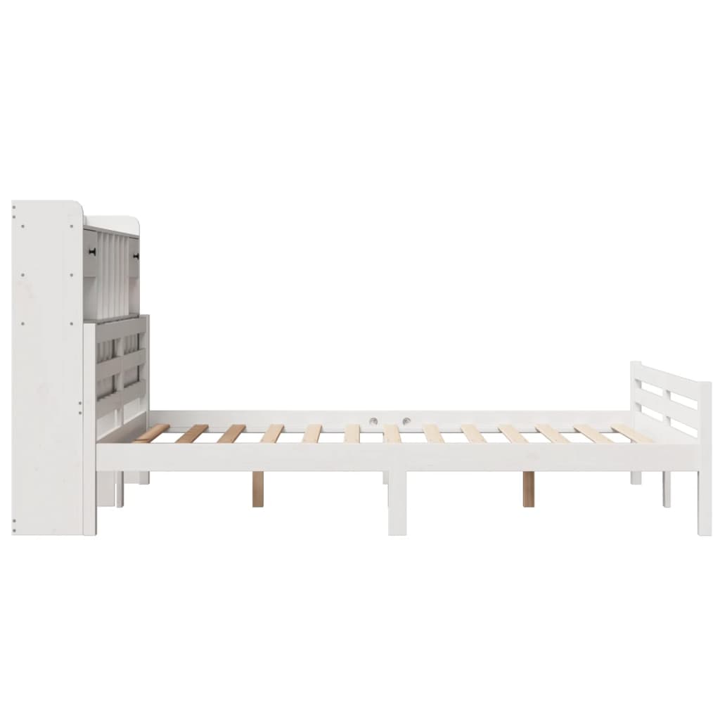 Bed met boekenkast zonder matras grenenhout wit 160x200 cm