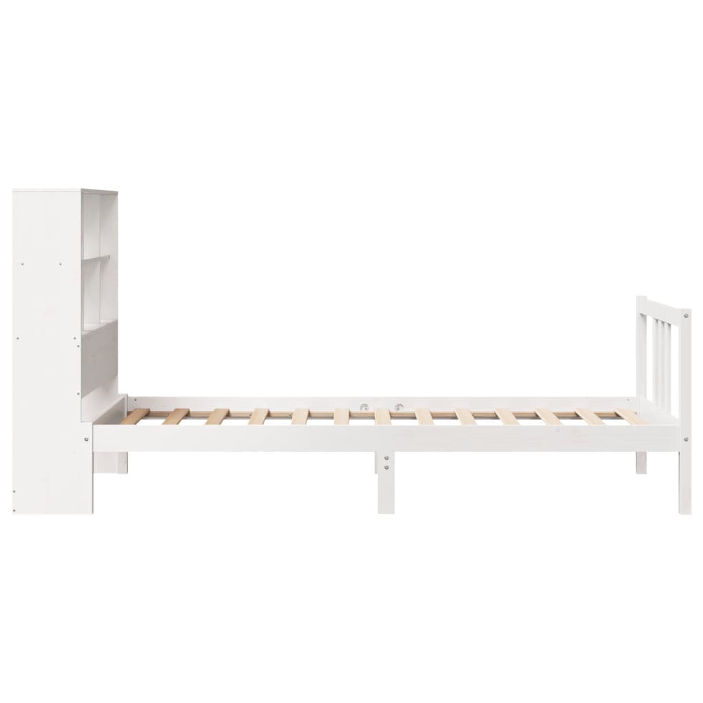 Bed met boekenkast zonder matras grenenhout wit 100x200 cm