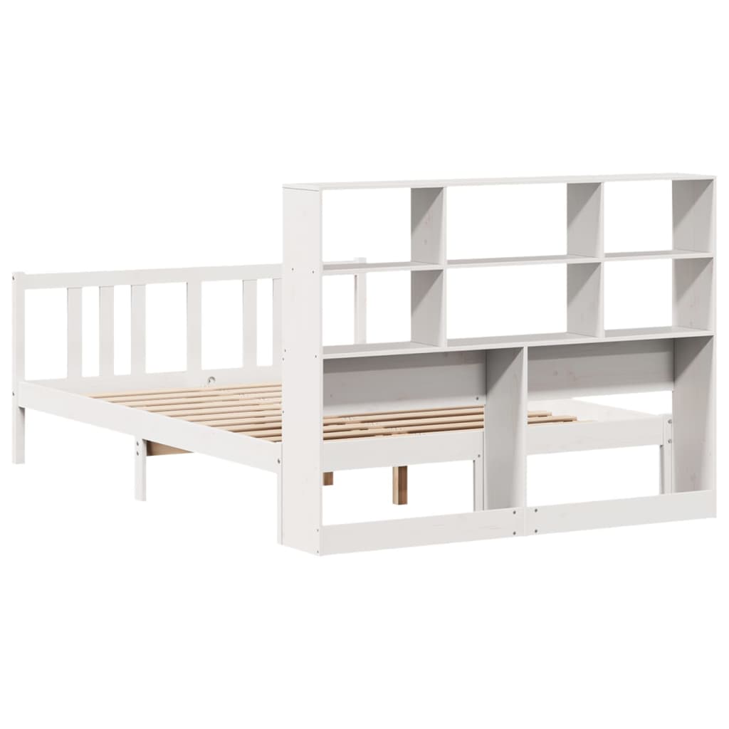 Bed met boekenkast zonder matras grenenhout wit 160x200 cm