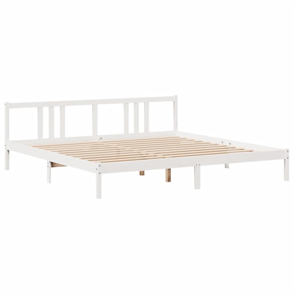 Bed met boekenkast zonder matras grenenhout wit 200x200 cm