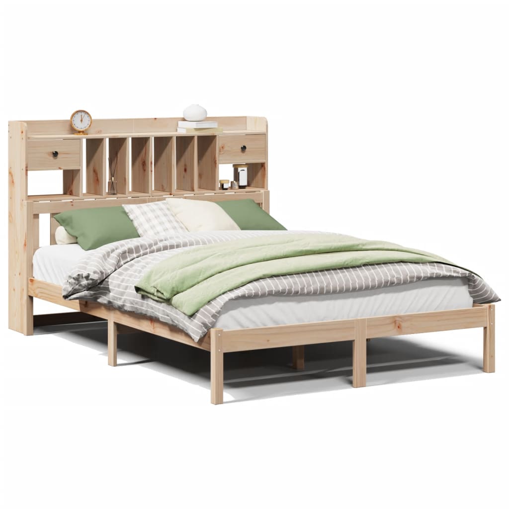 Bed met boekenkast zonder matras massief grenenhout 150x200 cm