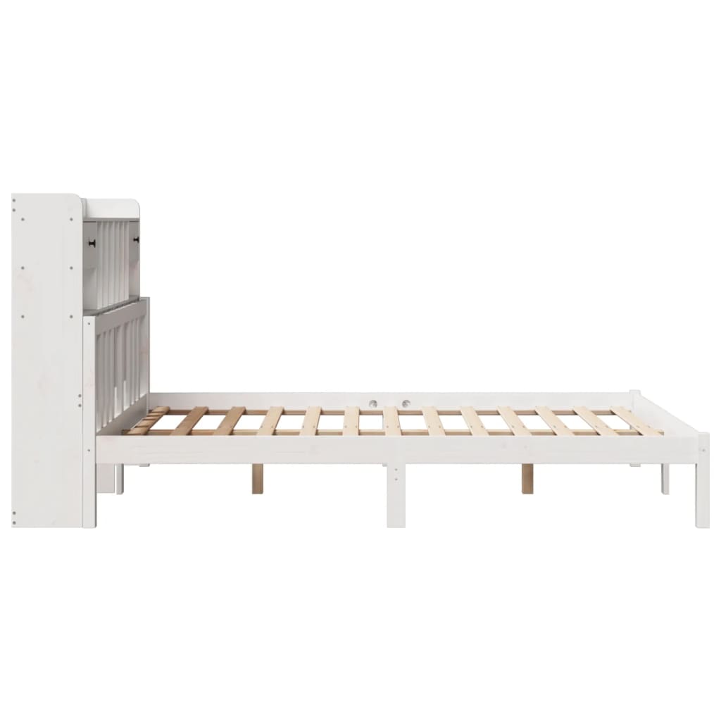 Bed met boekenkast zonder matras grenenhout wit 160x200 cm