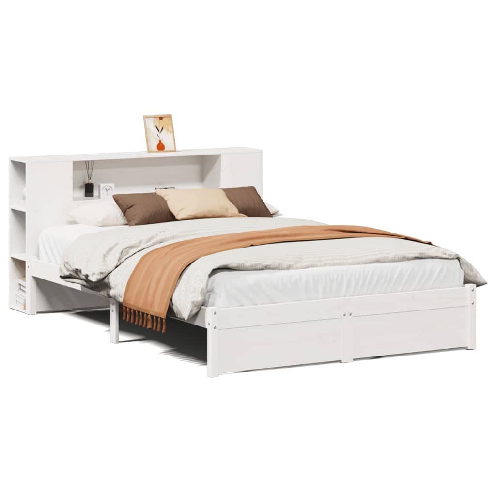 Bed met boekenkast zonder matras grenenhout wit 135x190 cm Bedden & bedframes | Creëer jouw Trendy Thuis | Gratis bezorgd & Retour | Trendy.nl