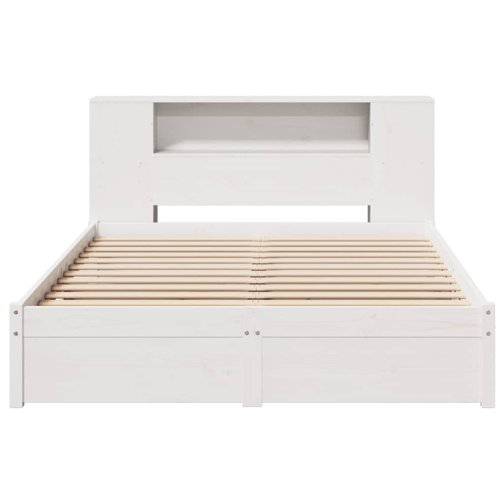 Bed met boekenkast zonder matras grenenhout wit 135x190 cm Bedden & bedframes | Creëer jouw Trendy Thuis | Gratis bezorgd & Retour | Trendy.nl