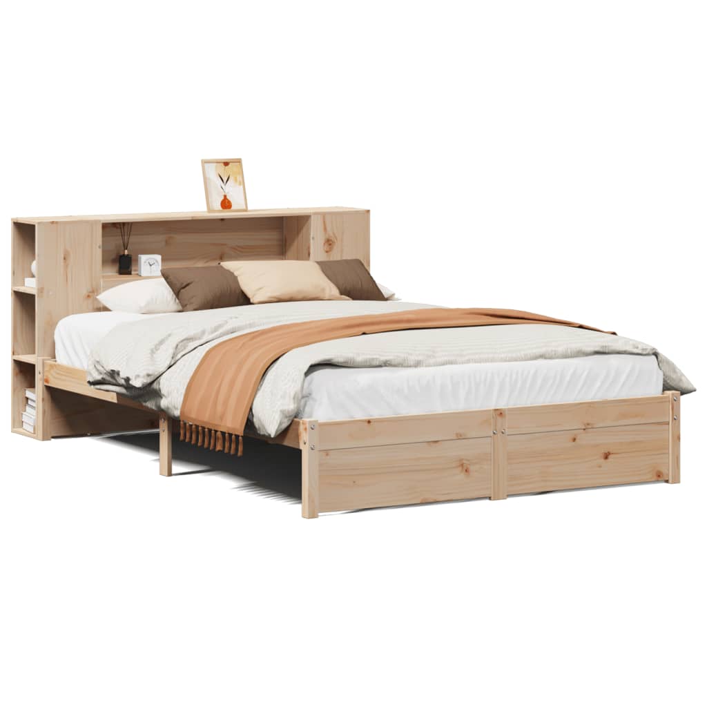 Bed met boekenkast zonder matras massief grenenhout 160x200 cm