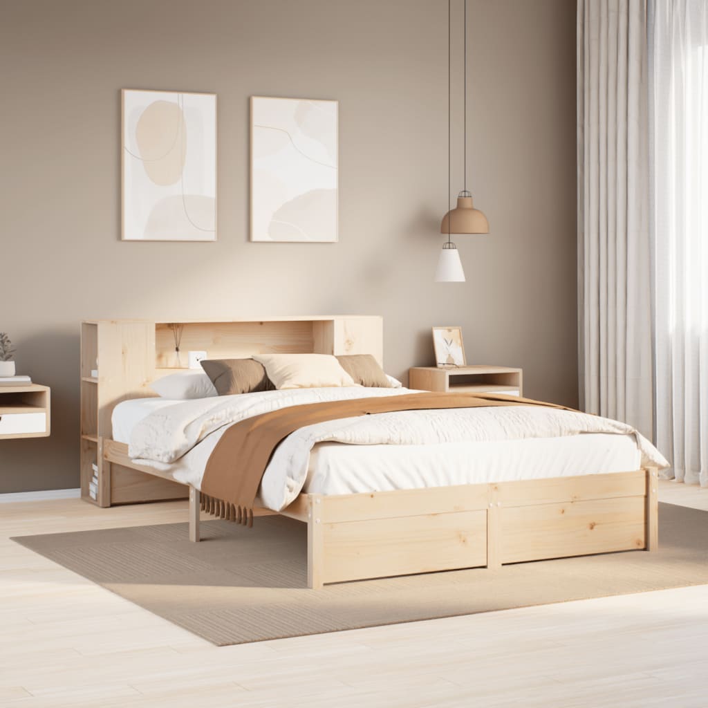 Bed met boekenkast zonder matras massief grenenhout 160x200 cm