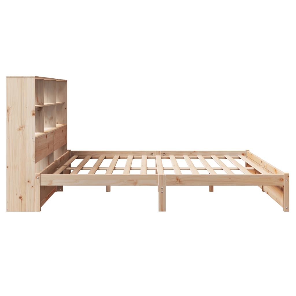 Bed met boekenkast zonder matras massief grenenhout 200x200 cm