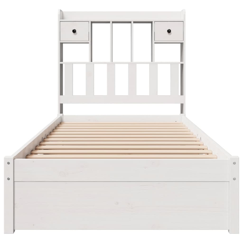 Bed met boekenkast zonder matras grenenhout wit 100x200 cm