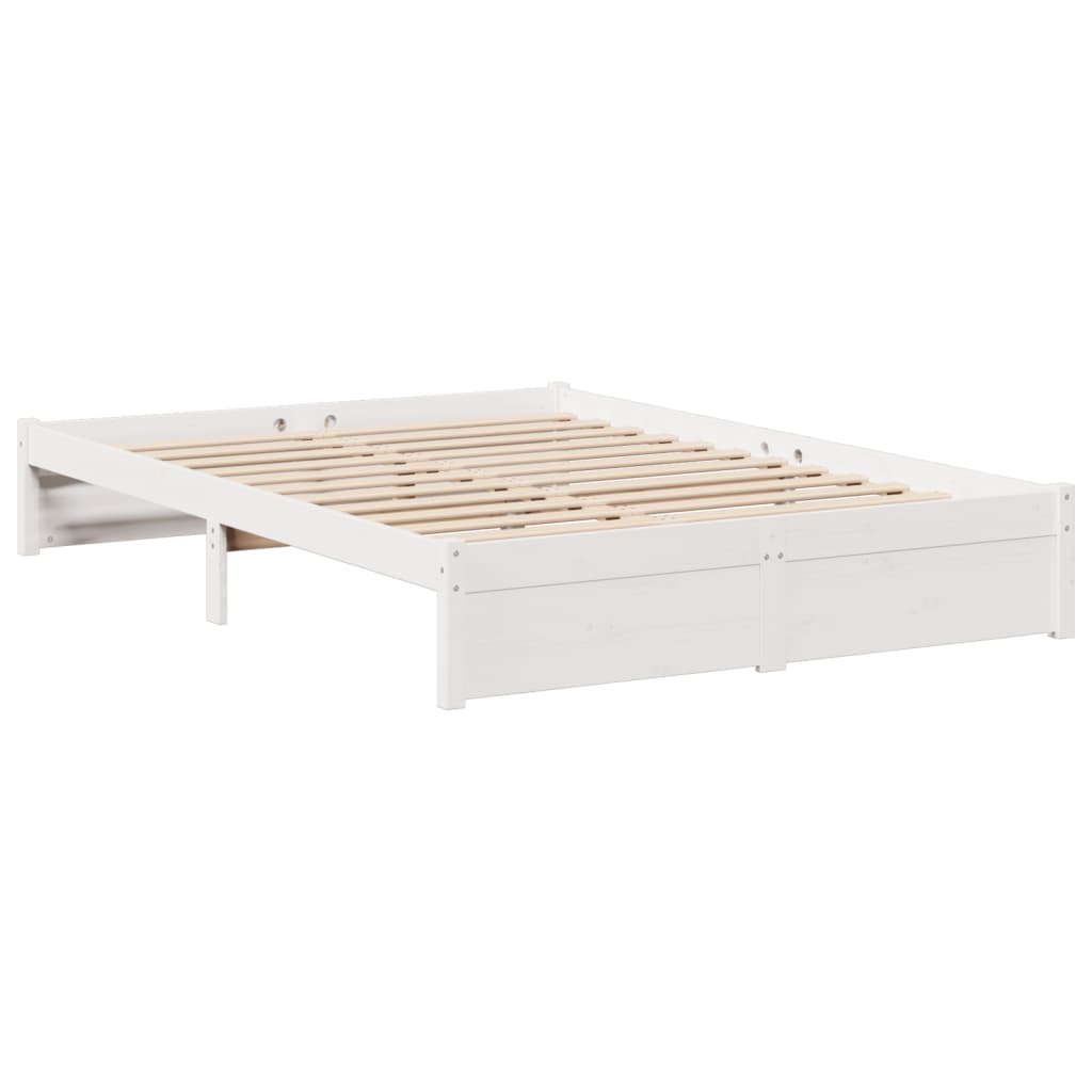 Bed met boekenkast zonder matras grenenhout wit 160x200 cm