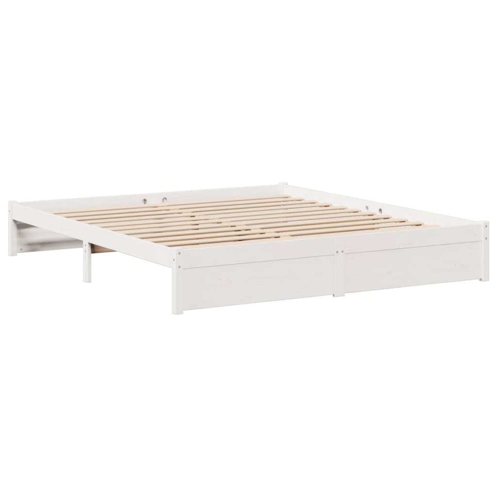 Bed met boekenkast zonder matras grenenhout wit 180x200 cm