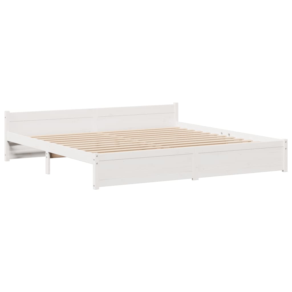 Bed met boekenkast zonder matras grenenhout wit 200x200 cm