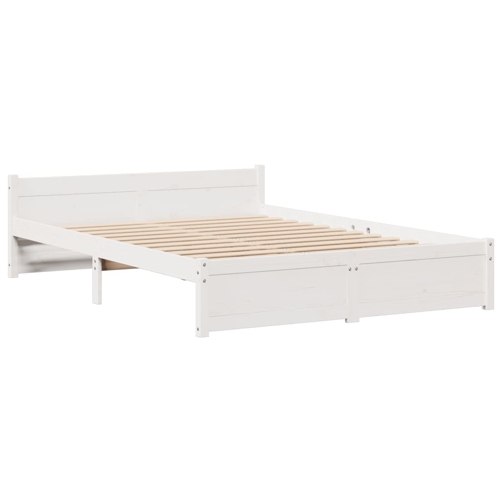 Bed met boekenkast zonder matras grenenhout wit 135x190 cm